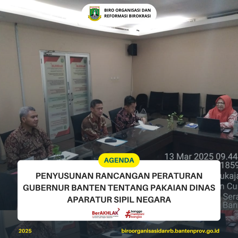 Penyusunan Rancangan Peraturan Gubernur Banten tentang Pakaian Dinas Aparatur Sipil Negara