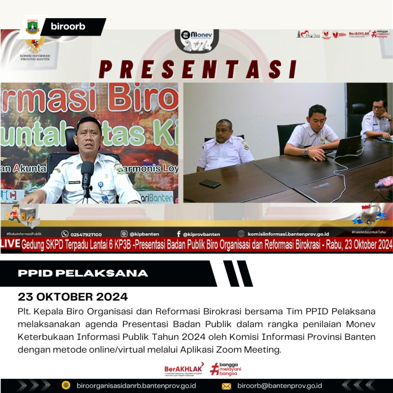 Agenda Presentasi Badan Publik dalam rangka Monev KIP Tahun 2024